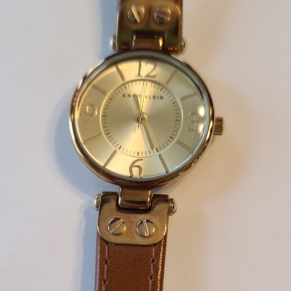 Anne Klein Gold Dial with Brown Strap Women's Watch